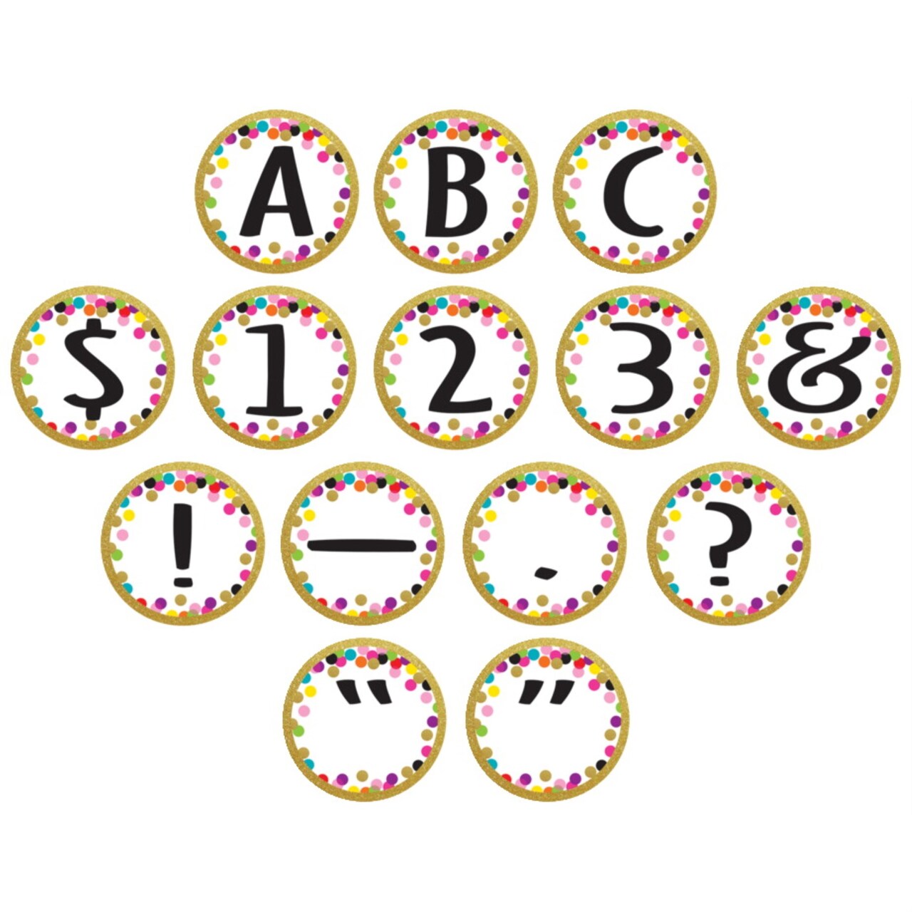 Teacher Created Resources Confetti Circles Accent Letters, 3-1/2 Inches, 216 Pieces